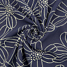 Креп плательный "Цветы" R113, темно-синий, белый, 150 см, 100 г/м² фото №1