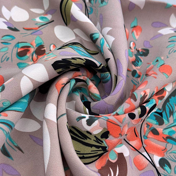 Ниагара принт "Цветочный" B19217, бежевый, хаки, 150 см, 110 г/м²