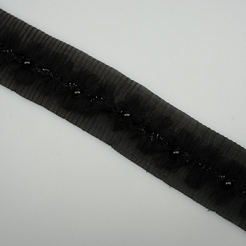Тесьма декоративная Т 106-1 черный, 5 см (упаковка 10 ярдов)