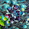 Вискоза (штапель) принт односторонний бордюр "Цветы/перья" 539B, морской волны, фиолетовый, 110 г/м², 150 см фото № 6