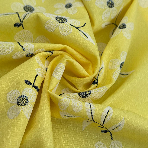 Блузочный жаккард D151812 желтый, 120 г/м², 145 см