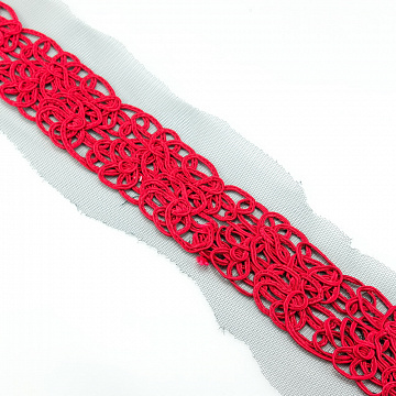Тесьма декоративная T120-47/1 красный, 5 см (намотка 7,5 ярдов)