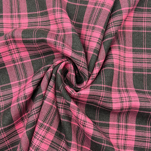 Костюмная клетка "Шотландка" арт.NZ-829 розовый, серый, 150 см, 200 г/м²